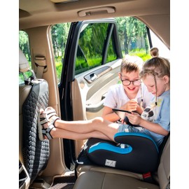 Owleys Premium Leather Car Seat Protector for Back Seat - Back Seat Cover for Kids - Car Kick Mat - Back of Seat Protector for Kids Feet Car Seat Back Protector - 1 Pc Black