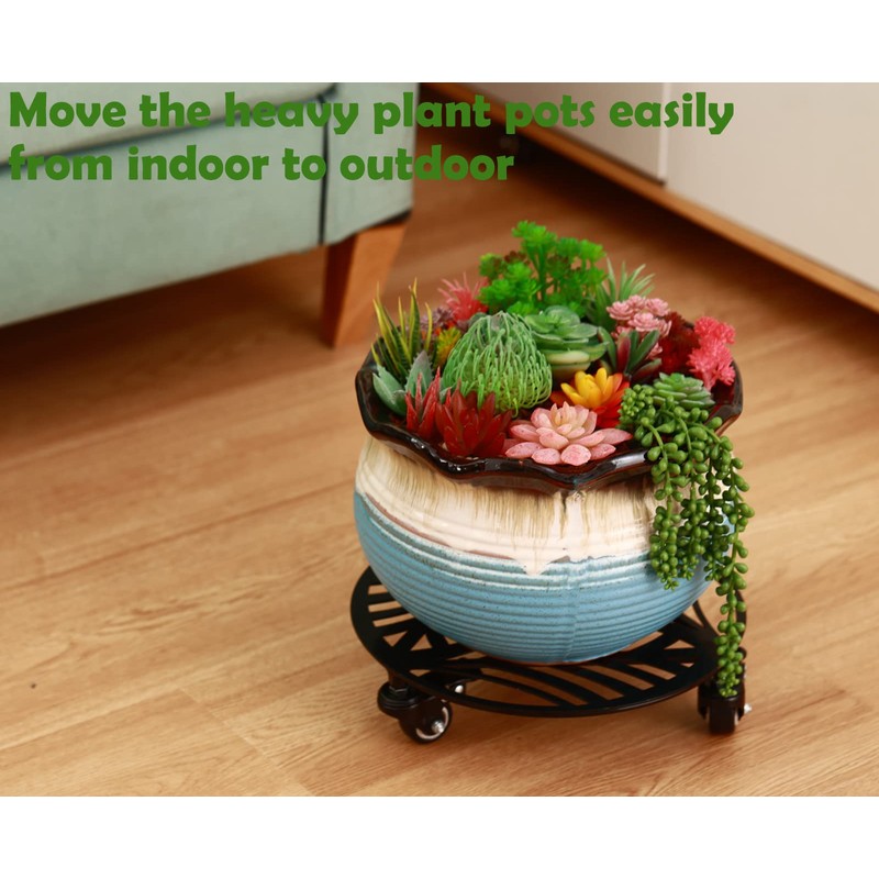 1 Pack 16 inches Extra-large Metal Plant Caddy with Wheels