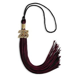 Endea Graduation Mixed Double Color Tassel with Gold Bling Charm (Black/Maroon, 2025)