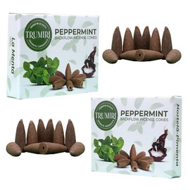 Peppermint Backflow Incense Cones - Total 20 Incense Cones Waterfall - Dual Pack of 10 Incense Backflow Cones - Waterfall Incense Cones - Incense Waterfall Cones