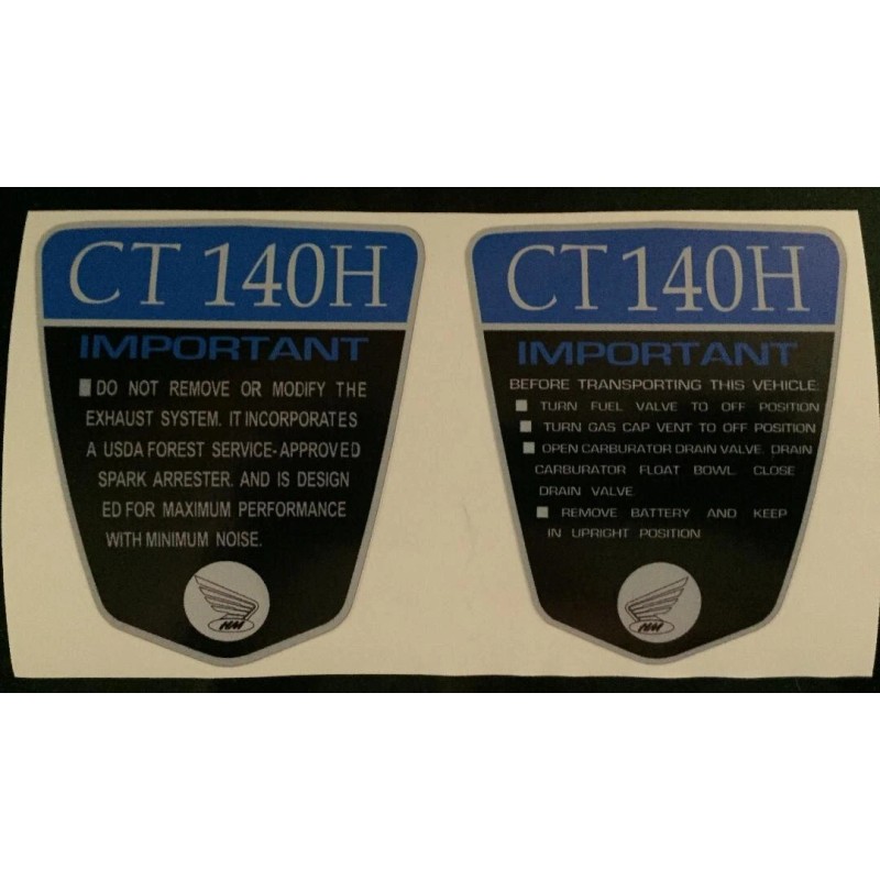 GFG CT70 K0 H Style Blue "Trail 140" frame Decals,