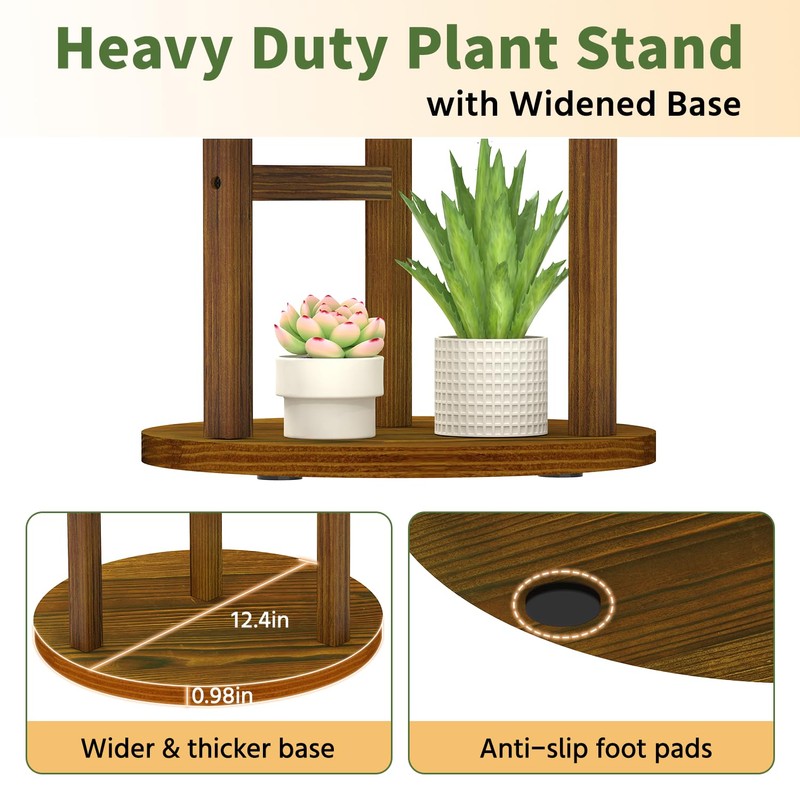 LASZOLA 3 Tiered Wood Plant Stand Indoor Corner, Flower Holder