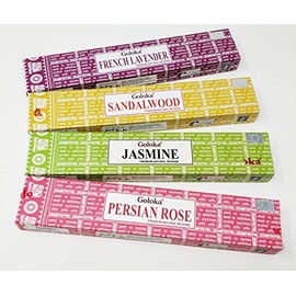 Goloka French Lavender, Jasmine, Sandalwood, Persian Rose Incense Sticks with Magnetic Bookmark By Sterling Effectz G11