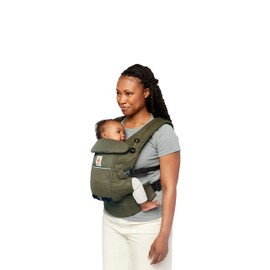 Ergobaby Adapt Carrier for Newborns from Birth, 3 Positions SoftFlex Mesh, Ergonomic Baby Front-Inward and Back Carry Position, Olive Green
