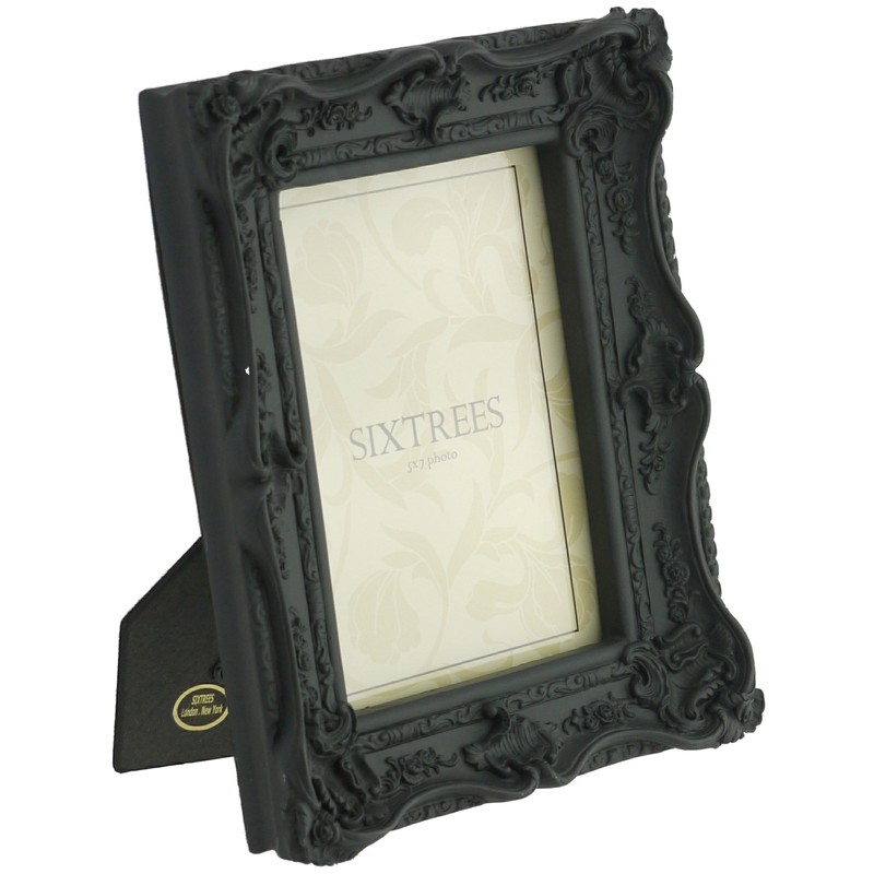 Shabby Chic Ornate Chelsea Swept Photoframe - Matt Black 5"