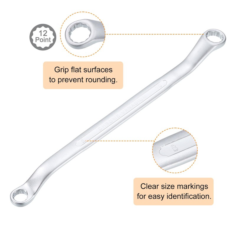HARFINGTON 2pcs 45-Degree Offset Box End Wrench 8mm x 10mm