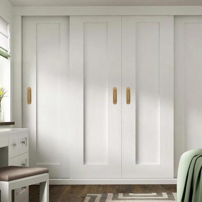 MOROBOR 18CM Self-Stick Oval Sliding Door Pulls, 2pcs Bronze Gold