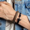 Pulsera Hombre Ancla Negra y Cuero Café, Pulsera para Hombre,
