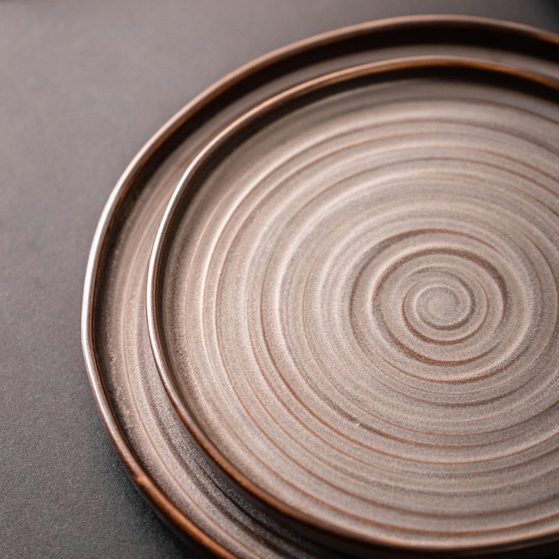 YALONG Ceramic Dinnerware Set 6 Pieces, Handmade Porcelain Wavy Rim