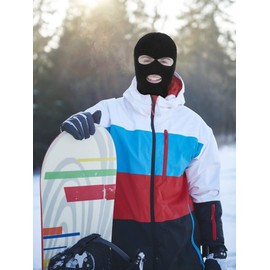 SATINIOR 3 Holes Full Face Cover Outdoor Balaclava Knitted Neck Gaiter Ski Mask for Sports Cycling (Pure Black,Large)