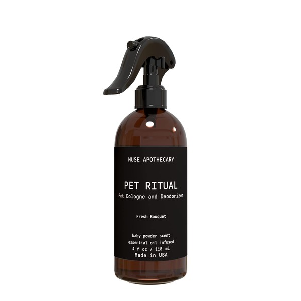Muse Apothecary Pet Ritual Pet Cologne Spray for Dogs - Dog Perfume Spray Long Lasting After Bath - Pet Perfume for Dogs - Pet Deodorant Spray for Dogs - Essential Oils Infused - 4oz, Fresh Bouquet