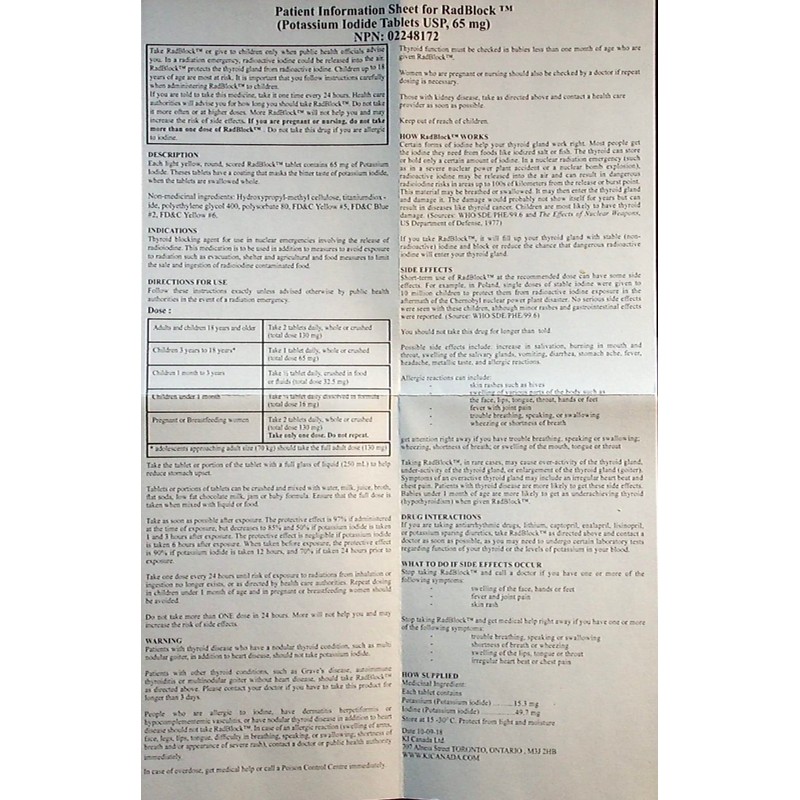 RadBlock 20 Coated Scored Potassium Iodide Tablets - Expire 2034