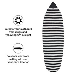 XUXIAKE Surfboard Sock Cover - Knit Protective Board Bag (Shortboard, Longboard, and Hybrid) Size 6'6, White