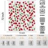 Emwnodti Cherry Shower Curtain, Cool Red Frutis Green Leaf White
