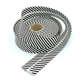 Craft Cult 40mm Wide Stripe Printed Pattern Bias Binding Tape - 25 Metre Roll (2 - Black)