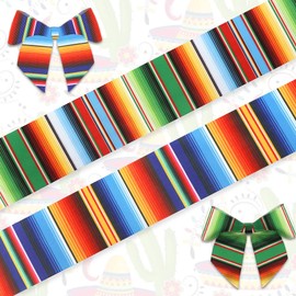 2 Pieces 1.5" Wide Mexican Fiesta Ribbons Colorful Grosgrain Dia de Muertos Serape Ribbons 5 Yards, Day of The Dead Ribbon for Mexican Fiesta Decor Party Favor Birthday Gift Wrapping DIY Supplies