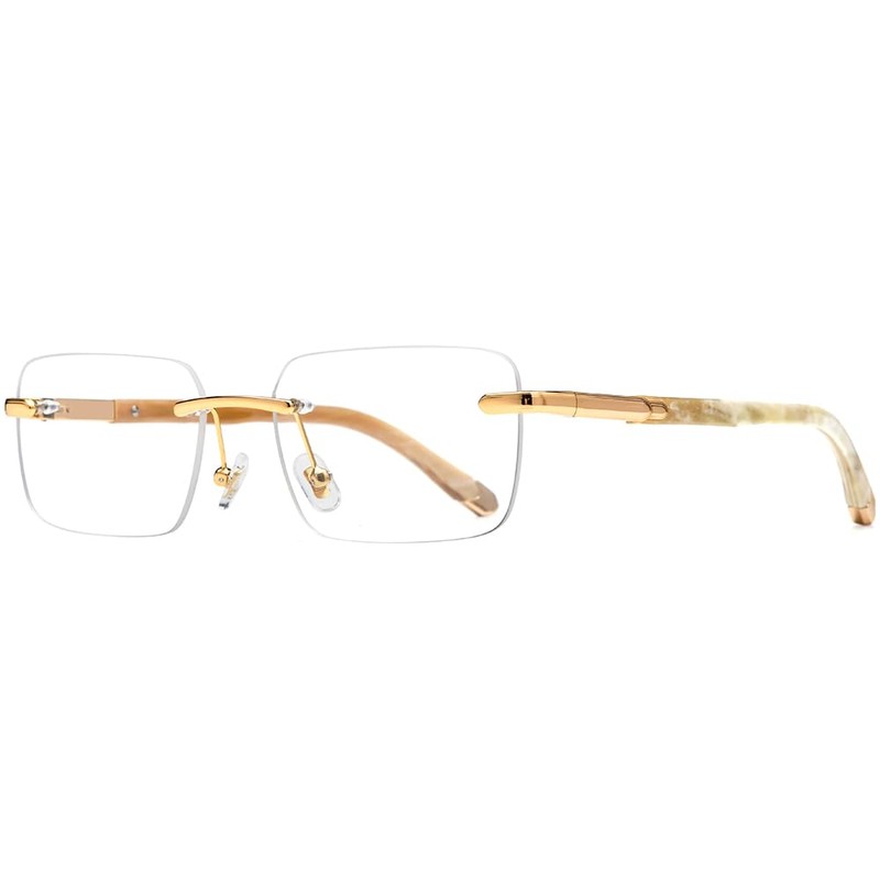 HEPIDEM 100% Really Buffalo Horn Handmade Glasses Frame Square Rimless