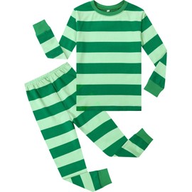 A&J DESIGN Green Striped St Patricks Day Pajamas Toddler Easter Pjs Kids Boys Girls for Hollween Christmas 4T
