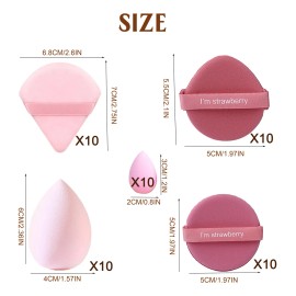 Juego De 50 Borlas De Maquillaje En Polvo De Doble Uso                                                                                                