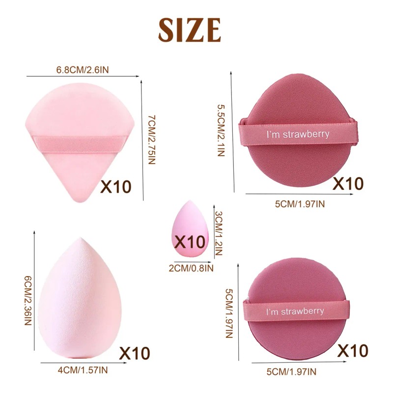 Juego De 50 Borlas De Maquillaje En Polvo De Doble