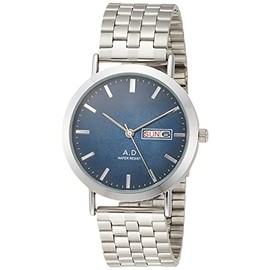 Arias WW19039A-120 Men's Wristwatch, Analog Amalphidia, Waterproof, Metal Band, Navy, Dial, Silver, blue, Bracelet Type