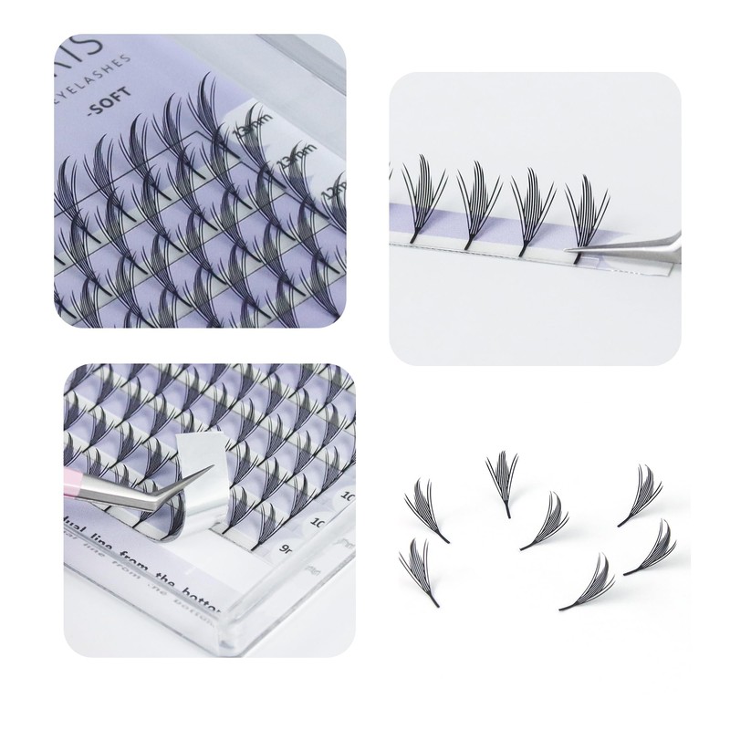 ANNAFRIS Eyelash Extensions, Artificial Eyelashes, Clusters, Volume Eyelashes, Premade Fan