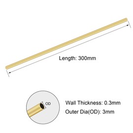 3pcs Brass Round Tube iMeistek 300mm Length 3mm OD x 0.3mm Wall Thickness Metal Tubing