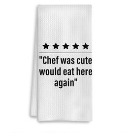 COWEB Funny Kitchen Towels 16x24 Inches, Chef was Cute Would Eat Here Again Decorative Kitchen Towels, Funny Dish Towels for Kitchen, Funny Kitchen Decor, Tea Towels Hand Towels for Kitchen