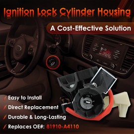 Ignition Lock Switch Cylinder Housing, Compatible with 2015-2021 KIA Sedona, 2015-2019 Hyundai Sonata, Replaces# 81910-A4110
