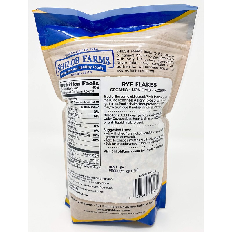 Shiloh Farms - Organic Non GMO Rye Flakes 15 ounces