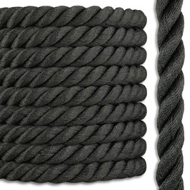 Black Nylon Rope | 3 Strand Twisted | 100% Nylon | 3/8 in. x 50 feet