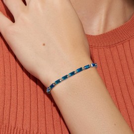 KissYan Tennis Bracelet for Women, 14K Gold Plated Silver Cubic Zirconia Adjustable Slider Bracelets Classic Trendy Jewelry Gift(Deep Blue)