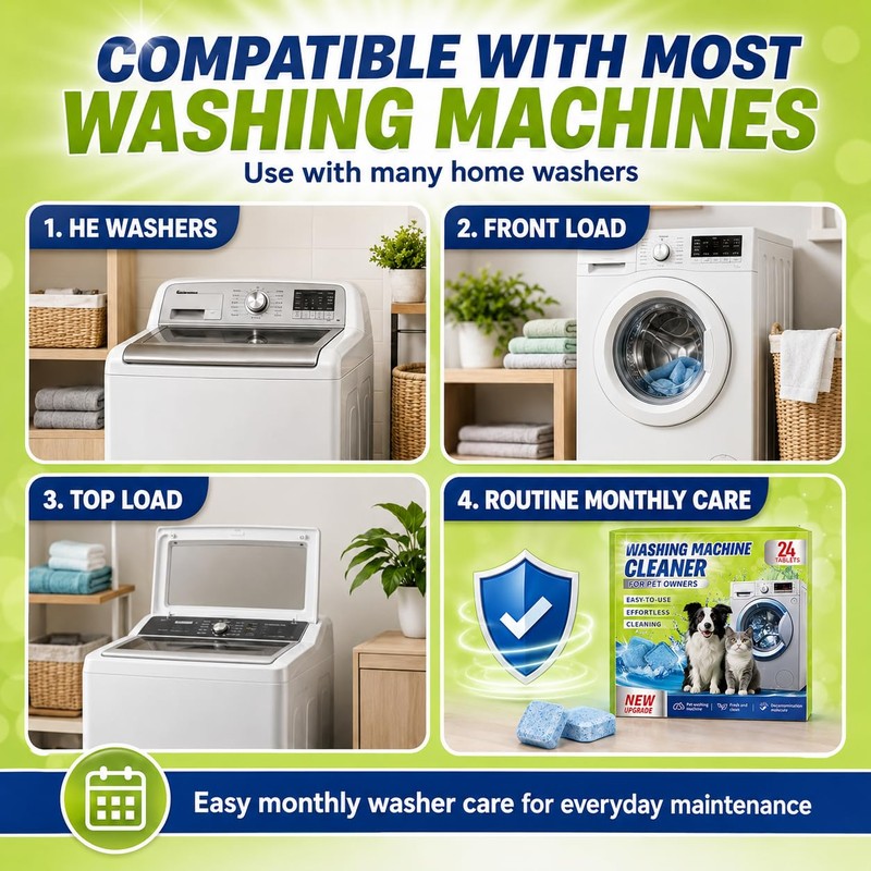 Enzyme Washing Machine Cleaner Tablets for Pet Owners, [2X Power]