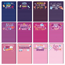 Eaasty 12 Pcs Funny Nurse Notes Nursing Note Pads Self Adhesive Medical Office Supplies Memo Sticky Pads Nurse Appreciation Gifts Bulk Page Markers for Office Student Supplies Nurse Week Gifts