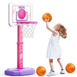 Toddler Basketball Hoop Indoor for Kids, Height Adjustable Poolside Basketball Hoop with 3 Balls for Outdoor Game, Portable Mini Basketball Goal Sport Toys Gift for Toddler Boy Girl Age 2 3 4