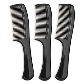 3PCS Wide-Tooth Comb Set, Detangling & Styling Comb, with Ergonomic Grip for Medium & Thick Hair, Salon-Style, for Men & Women(Black)