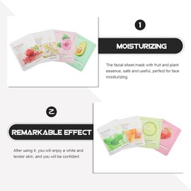 SHOWERORO 8 Mascarillas Faciales de Frutas Hidratantes Extracto Vegetal para Cuidado Piel, Hechas Agua, Ideales Cuidado Facial de Adolescentes y Mujeres