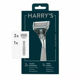 HARRY'S MENS RAZOR, 1 CHROME EDITION HANDLE, 2 RAZOR BLADE REFILLS *DM