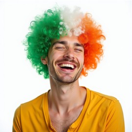 Lizzy Irish Tricolour Afro Wig for Unisex Adult Fancy Dress accessory for the St Patrick's day celebrations or Ireland Football Fans Rugby Fans or Any Sporting Events