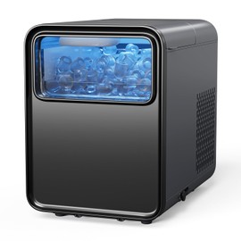 BREEZOME Ice Maker Countertop, 9 Ice Cubes in 6 mins, Self-Cleaning Portable Ice Machine with Basket and Scoop, 2 Sizes of Bullet Ice for Home Kitchen Party Camping RV