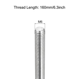 sourcing map Fully Threaded Rod M6 x 160 mm 1 mm Thread Pitch Stainless Steel 304 Right-Hand Threaded Rod Bolt Set of 4