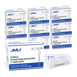 JMU Sterile Cotton Tipped Applicators, 2000 Count Sterile Cotton Swabs, Wood Shaft Medical Swabs (3 Inch)