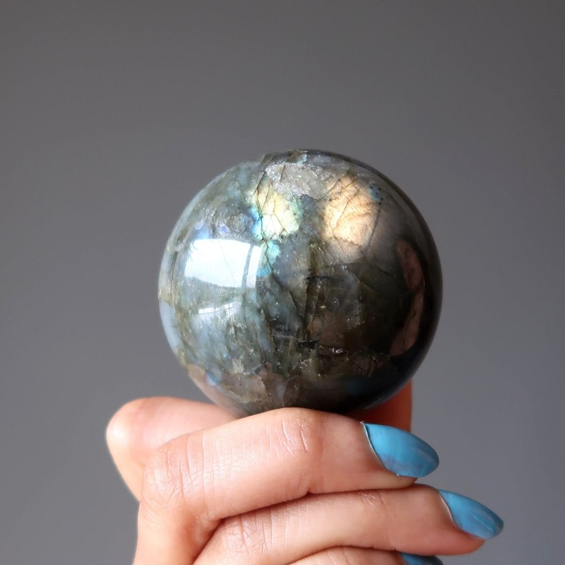 Labradorite Sphere Rainbow Lightning Zeus Crystal Ball 2.75-3.0 inch