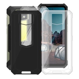 KJYFOANI for Ulefone Armor 24 Case, with [ 2 x Screen Protector Tempered Glass Film], Black Soft Silicone Sleeves Shockproof Bumper Protection Case for Ulefone Armor 24 (6.78") - Black & Clear