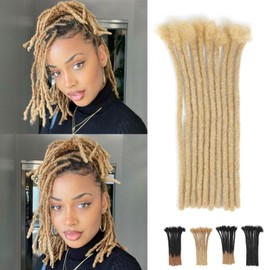 8Inch Dreadlock Extensions Loc Extensions Human Hair 0.6CM 100% Real Human Hair Full Head Handmade Permanent Dreadlocks Extension for Men/Women(8 Inch 30Strands,613#)
