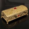 Vintage Metal Jewelry Box Rectangle Delicate Pattern Trinket Box with