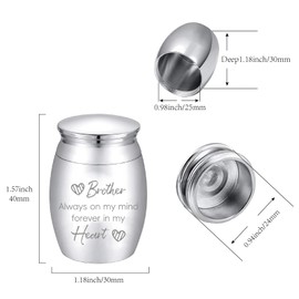 CREATCABIN Small Keepsake Urns Mini Cremation Urn for Human Ashes Alloy Sharing Funeral Urn Memorials Ashes Holder Miniature Container for Brother Family Friends Pets 1.6x1.2 Inch-Silvery