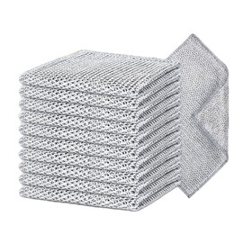 Teesod 50 Pcs Multipurpose Wire Dishwashing Rag, Double Layer Multipurpose Fiber Cleaning Cloth, Wire Miracle Cleaning Cloths Metallic Dish Cloths for for Wet and Dry Washing