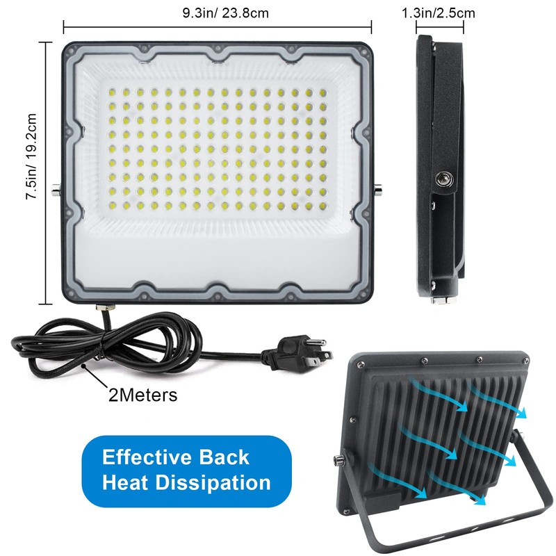 Indmird 150W LED Flood Lights Plug in, Outdoor Security Lights