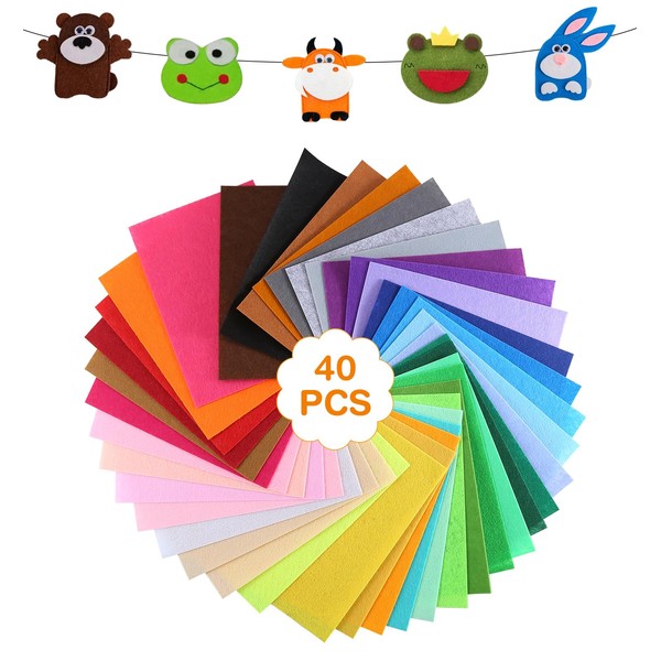 Set of 40 felt for crafts in 40 different colours,